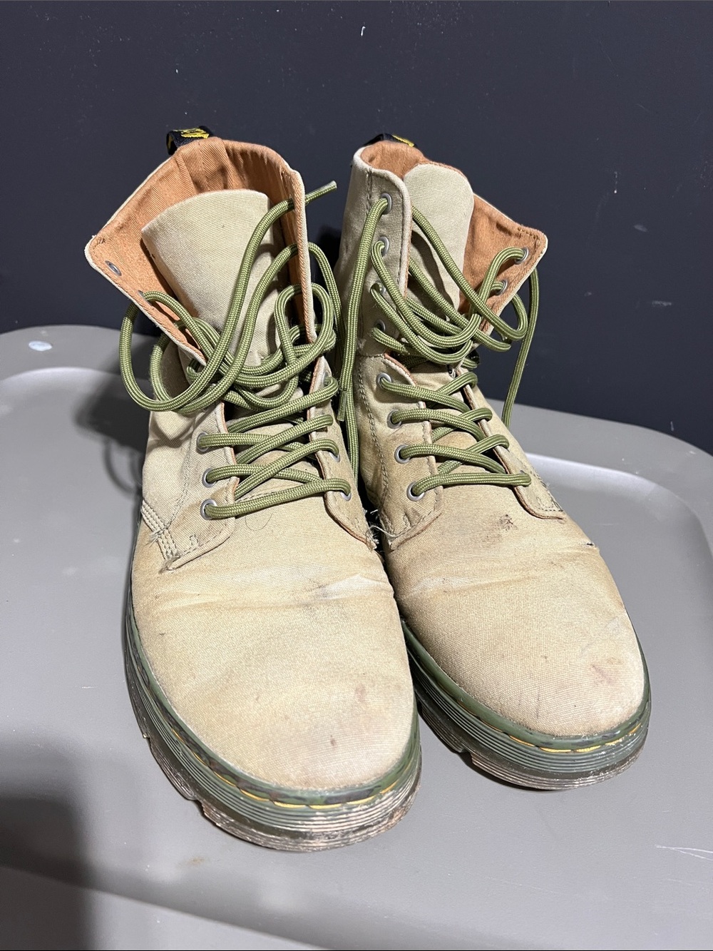 Dr. Martens Canvas Lace-Up Boots in Olive